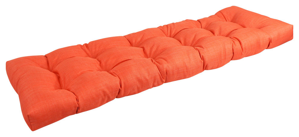 55"x19" Tufted Solid Outdoor Spun Polyester Loveseat Cushion Orange