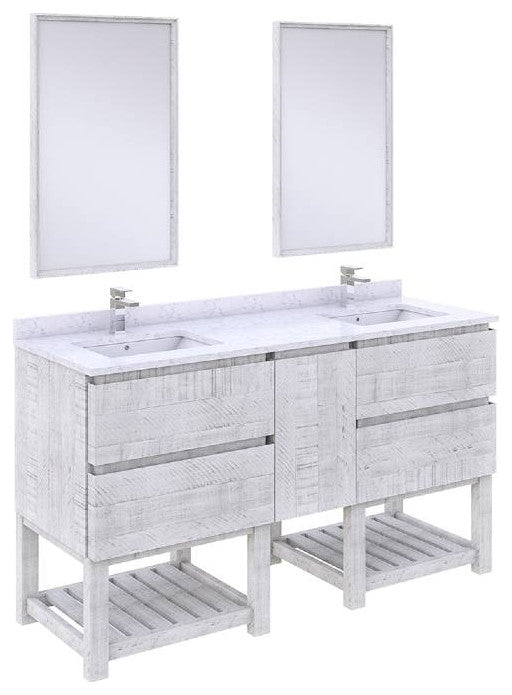 Fresca Formosa Modern 60" Rustic White Open Bottom Double Sink Vanity Set