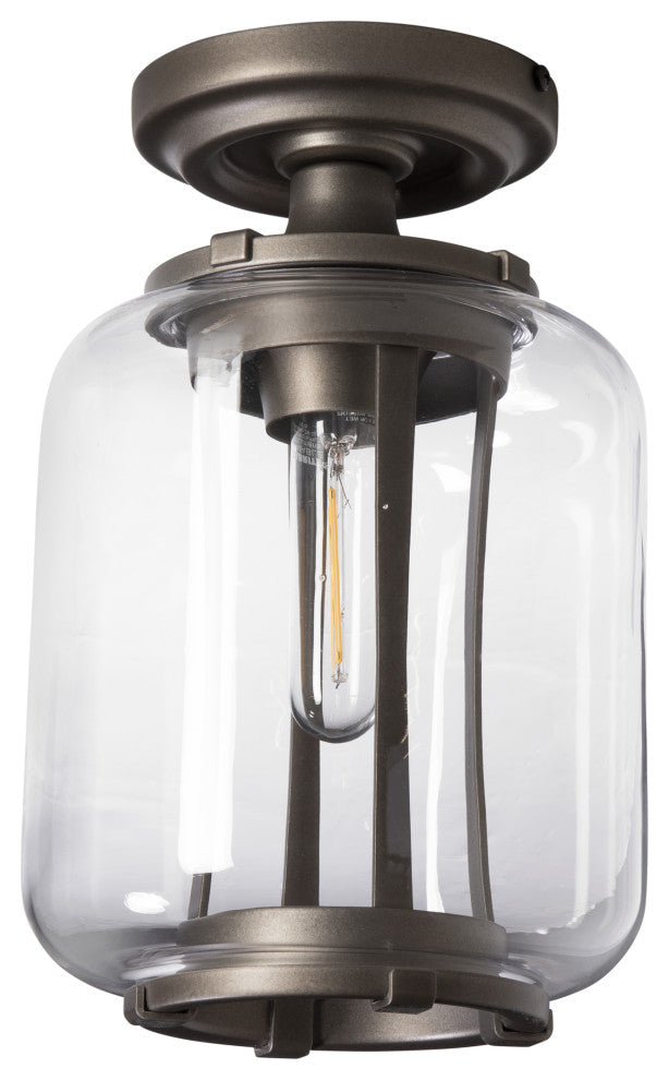 Fairwinds Outdoor Semi-Flush, Coastal Oil Rubbed Bronze Finish, Clear Glass