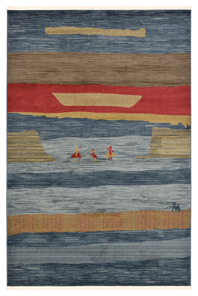 Unique Loom Navajo Fars Rug, Blue, 73 X 108