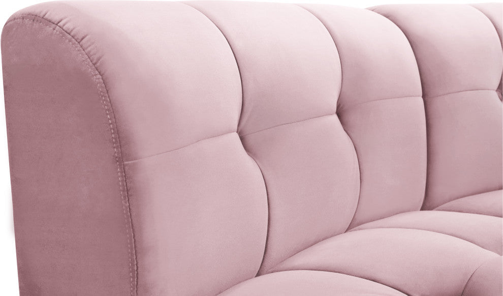 Limitless Velvet Upholstered 3-Piece Modular Sectional, Pink
