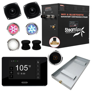 Black Series Wifi/Bluetooth 10.5kW QuickStart Steam Bath Set, Matte Black