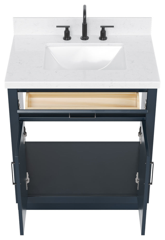Ariel Hepburn 30" Single Rectangle Sink Vanity, Carrara Quartz
