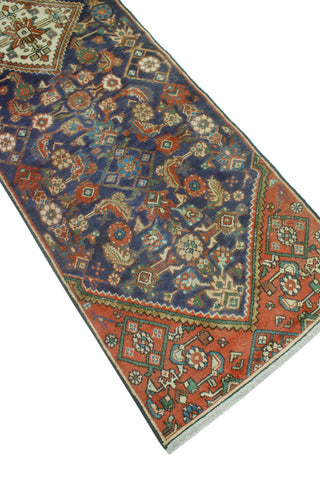 Fine Vintage Distressed Enrique Navy/Rust Runner, 2'4 x 8'11