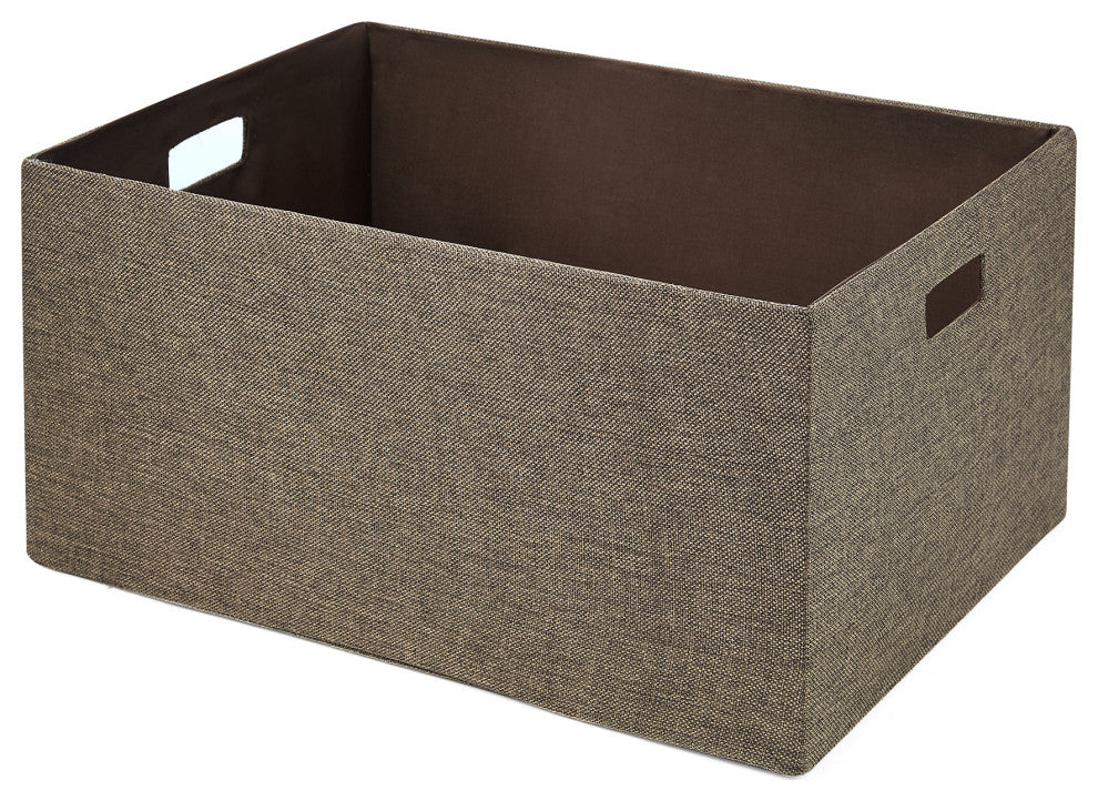 3-Piece Set Linen Look Covered Cardboard Rectangle Storage Bins, Taupe