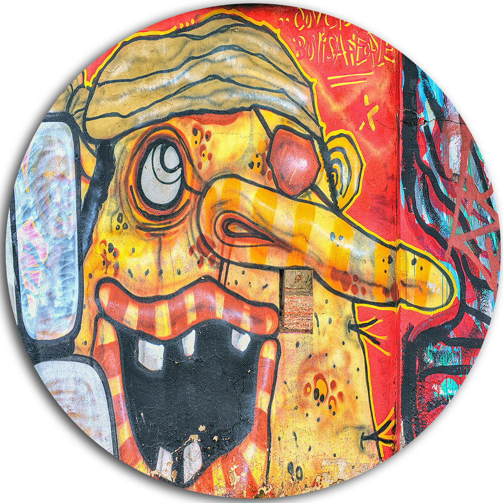 Funny Street Art, Graffiti Large Disc Metal Wall Art, 11"