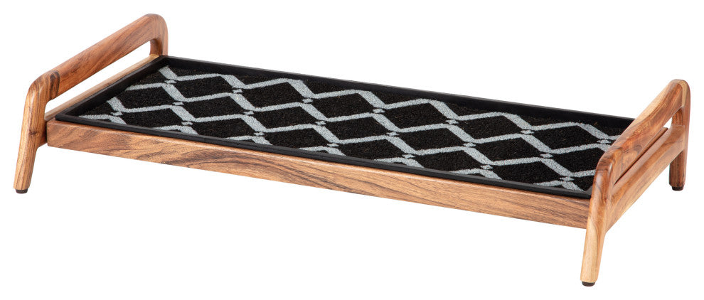 Single-Tier Natural Stand With 3-Pair Rubber Boot Tray San Tropez