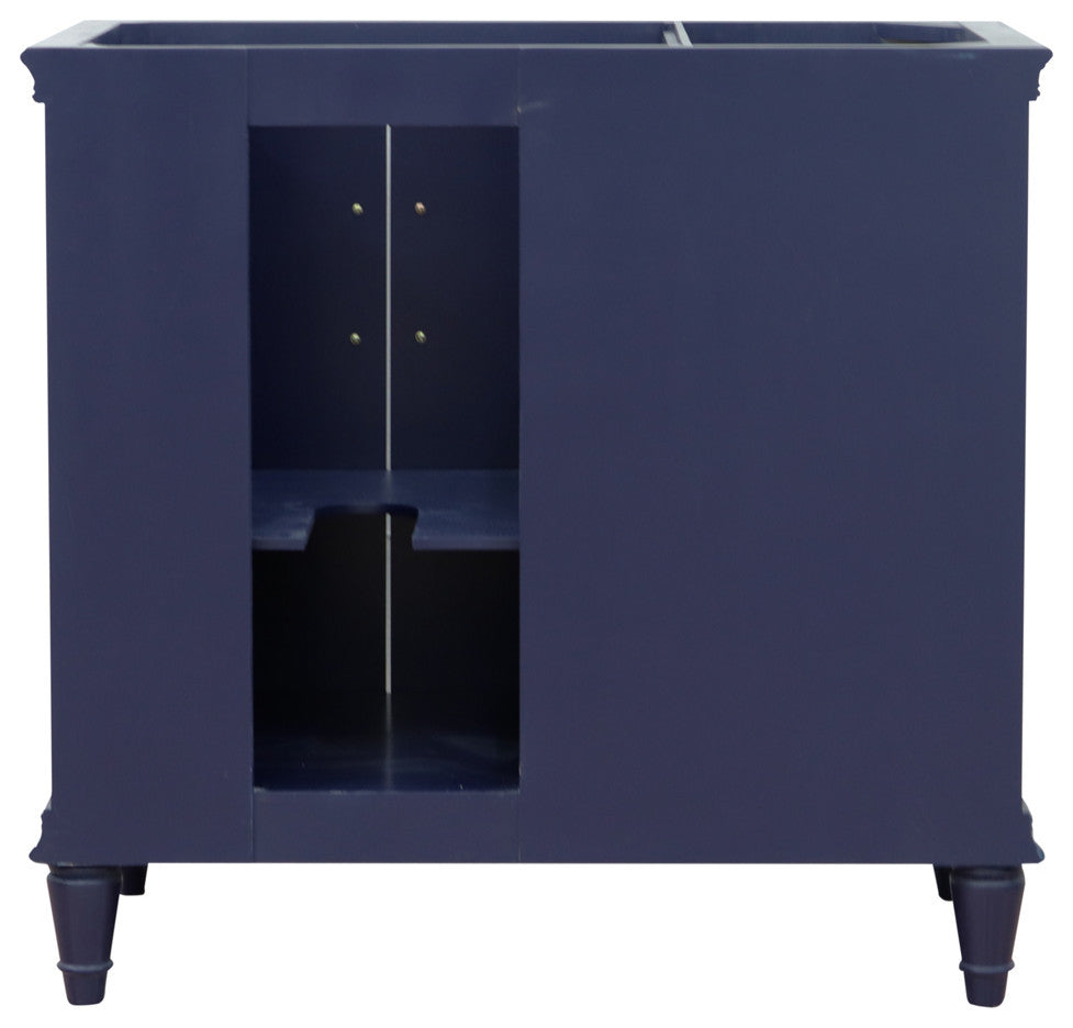 37" Single Vanity, Blue Finish With White Carrara