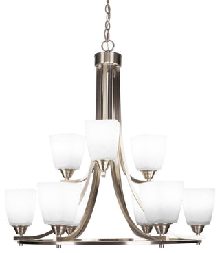 Paramount 9-Light Chandelier, Brushed Nickel, 4.5" White Muslin Glass