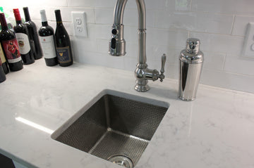 16" Gourmet Rectangular Hammered Copper Bar/Prep Sink in Nickel