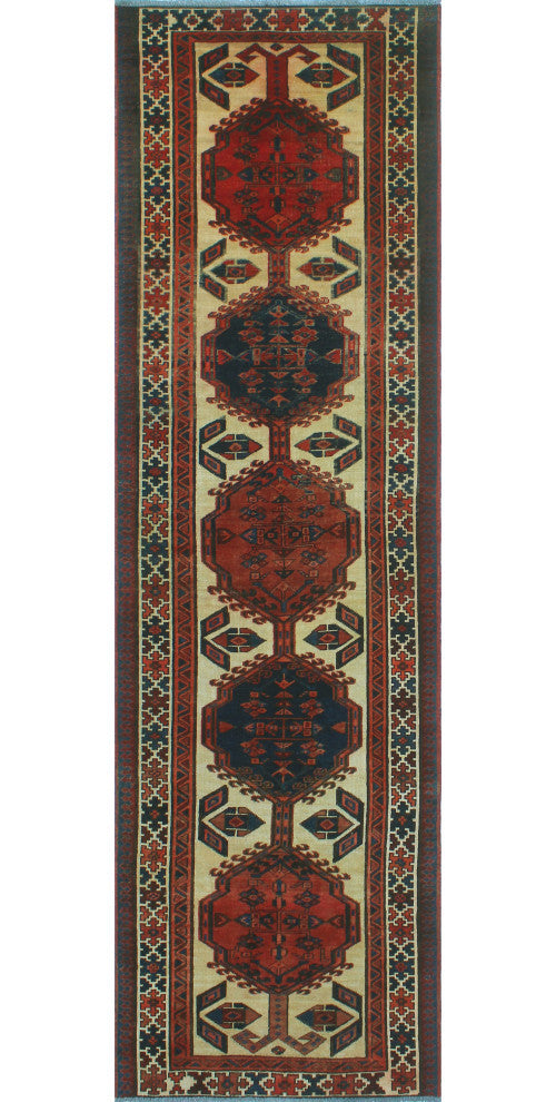 Fine Vintage Distressed Hunt Rust/Beige Runner, 3'0x10'5