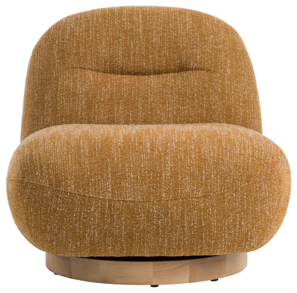 Modrest Renee Modern Mustard Fabric Swivel Accent Chair