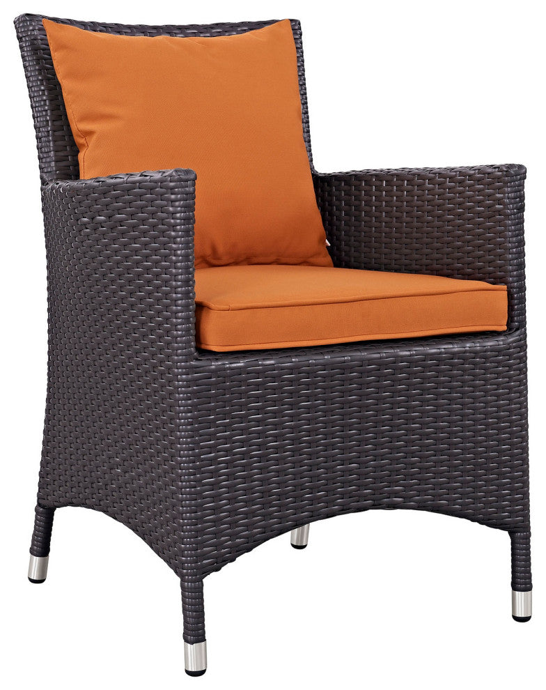 9 Piece Outdoor Dining Set, Faux Wicker Rattan, Orange