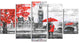 Couples Walking in Paris, Landscape Canvas Art Print, 60"x32", 5 Panels