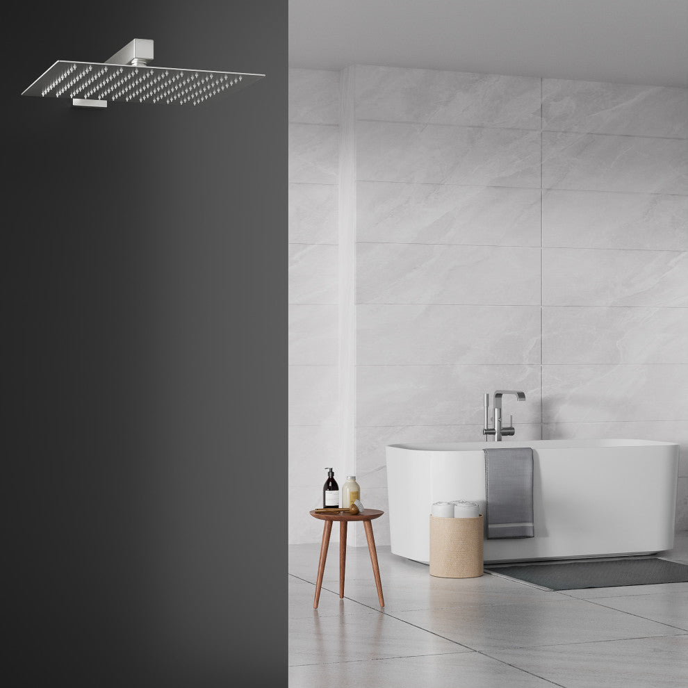 12 in SUS304 Stainless Steel Square Shower Head, Brushed Nickel
