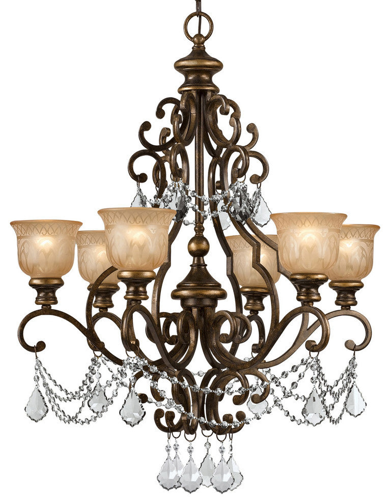 Crystorama 7516-BU-CL-I, 6-Light Chandelier, Bronze Umber