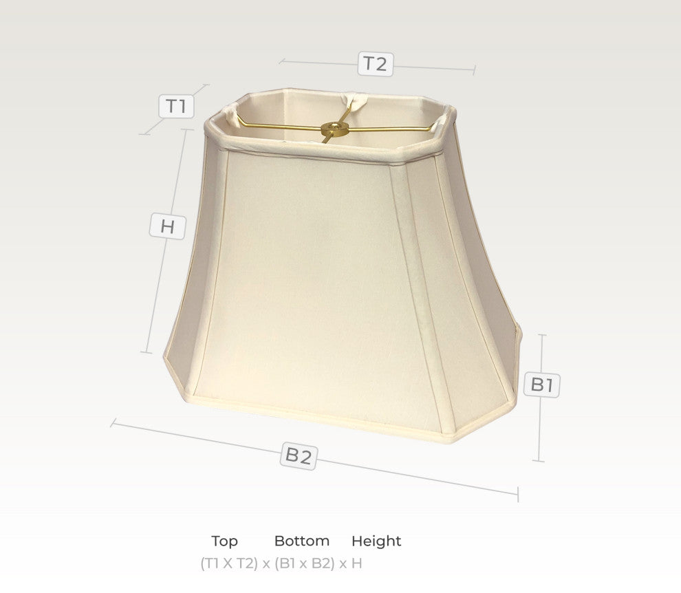 Royal Designs Rectangle Cut Corner Lamp Shade, Eggshell, (7x10)x(12.25x18)x13.25