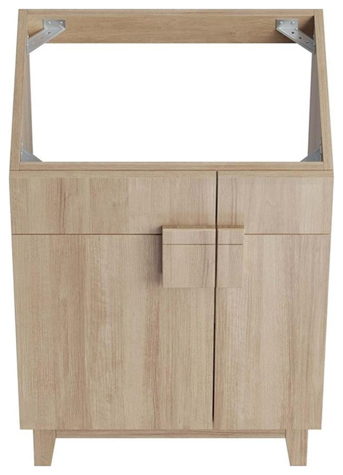 Modway Miles 24" Wood Bathroom Vanity Cabinet with Tapered Legs in Oak