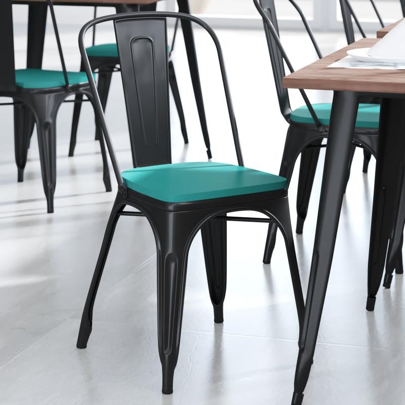 Perry Poly Resin Wood Square Seat w/Rounded Edges for Metal Barstools-Set of 4,