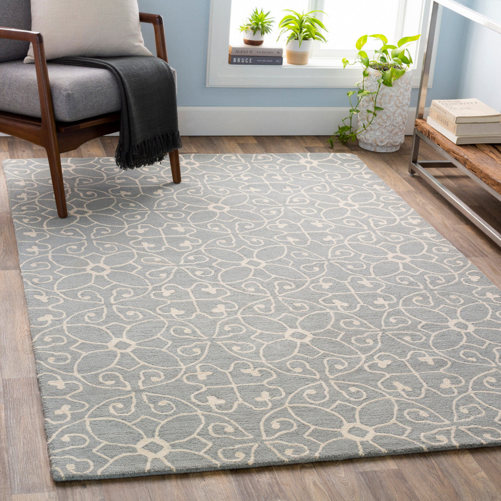 Surya Scott SCT-1008 2'5"x8' Rug, Medium Gray/Cream
