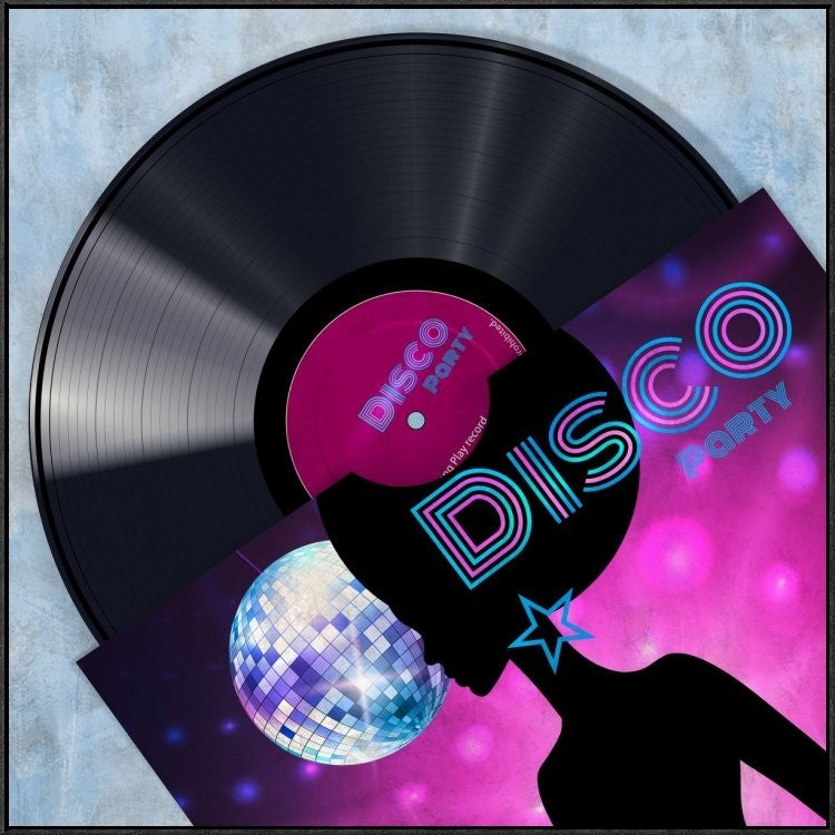 "Vinyl Club, Disco" Framed Canvas Giclee by Steven Hill, 37x37"