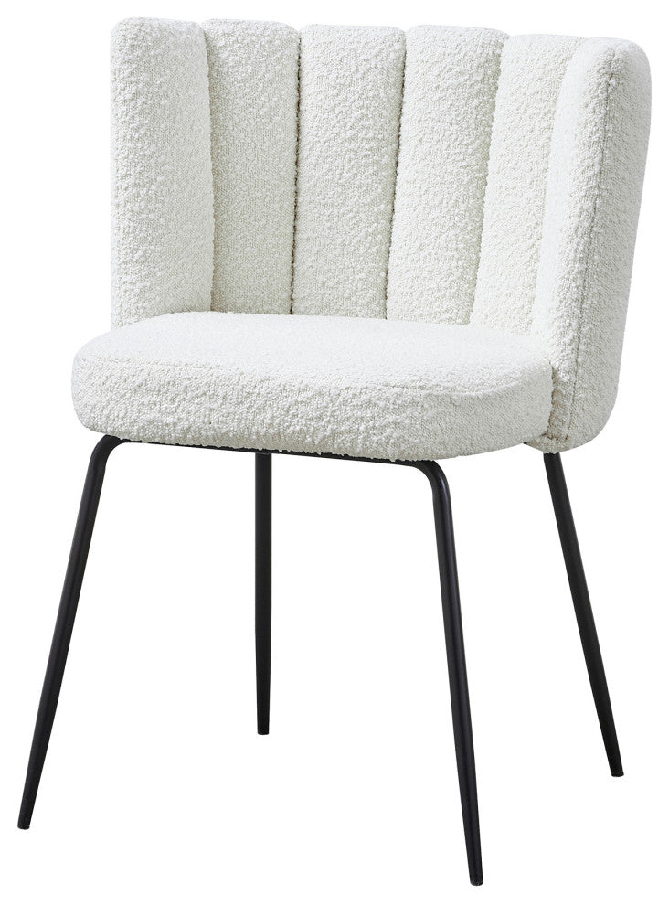 Nolan Contemporary Dining Chair, Set of 2, Ivory Boucle