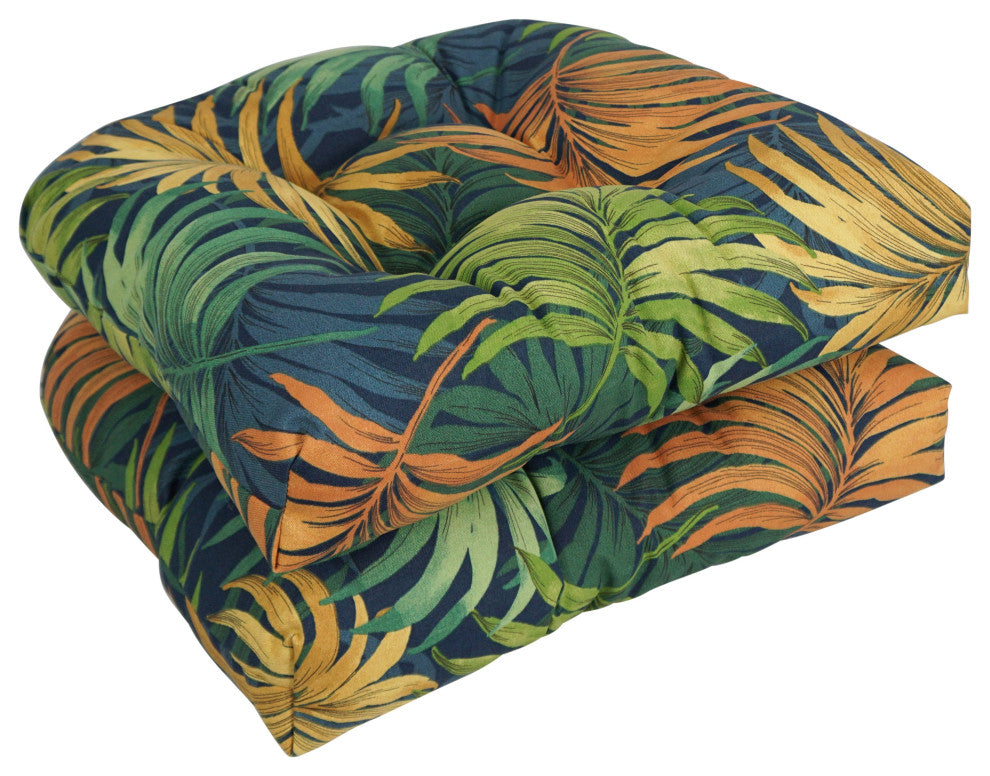 19" U-Shaped Patterned Tufted Dining Chair Cushions, Set of 2, Laperta Monsoon