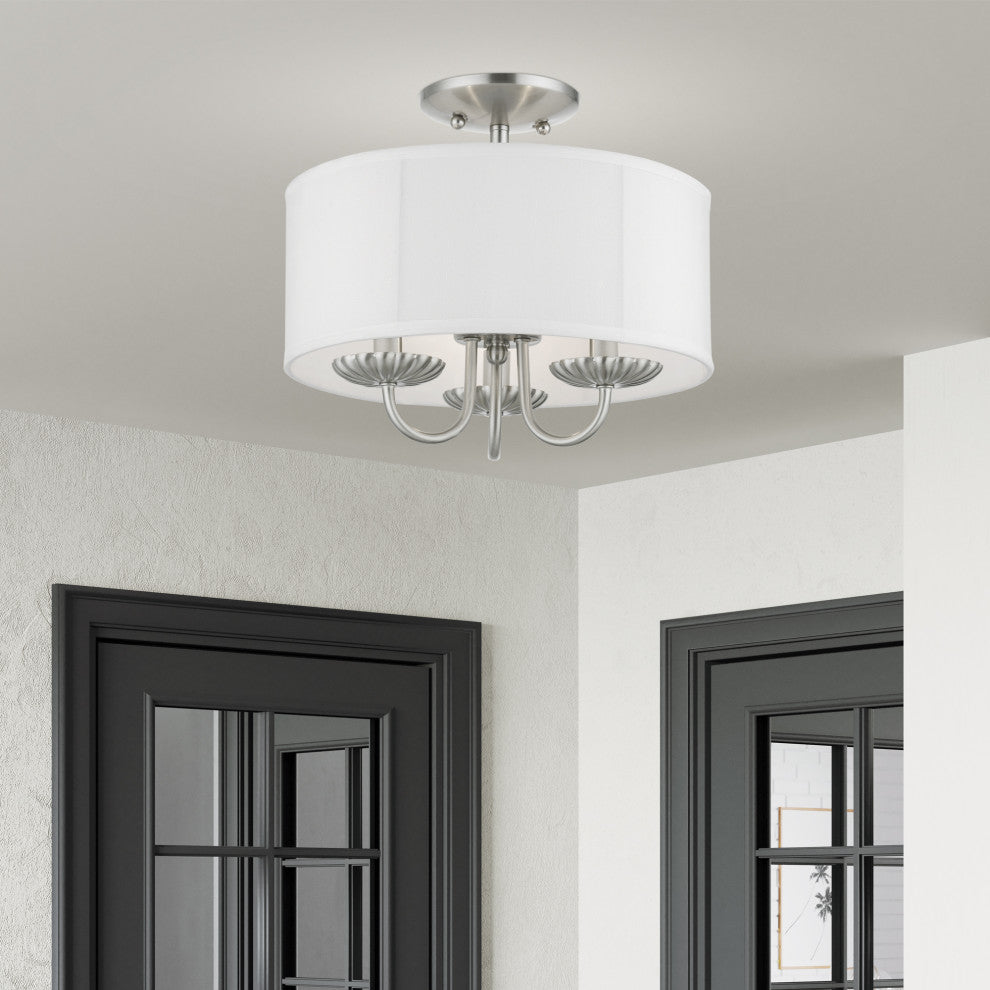 Livex Lighting 3 Light Brushed Nickel Semi-Flush Mount