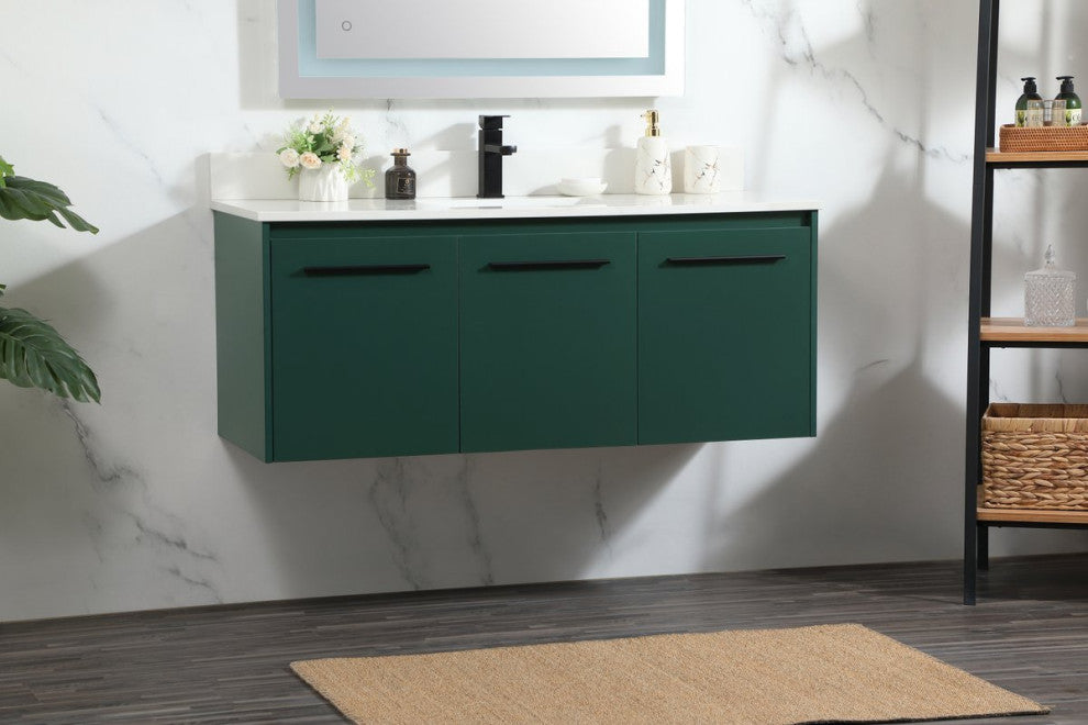Elegant VF44548MGN-BS 48" Single Bathroom Vanity, Green With Backsplash