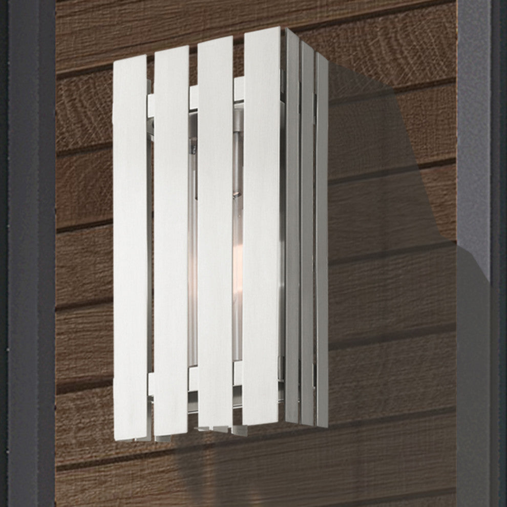Livex Lighting Greenwich 1 Light Brushed Nickel Medium Outdoor Wall Lantern