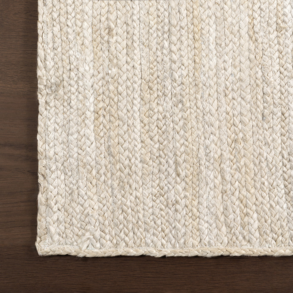 Nuloom Rigo Hand Woven Farmhouse Jute Area Rug, Off White 5'x8'