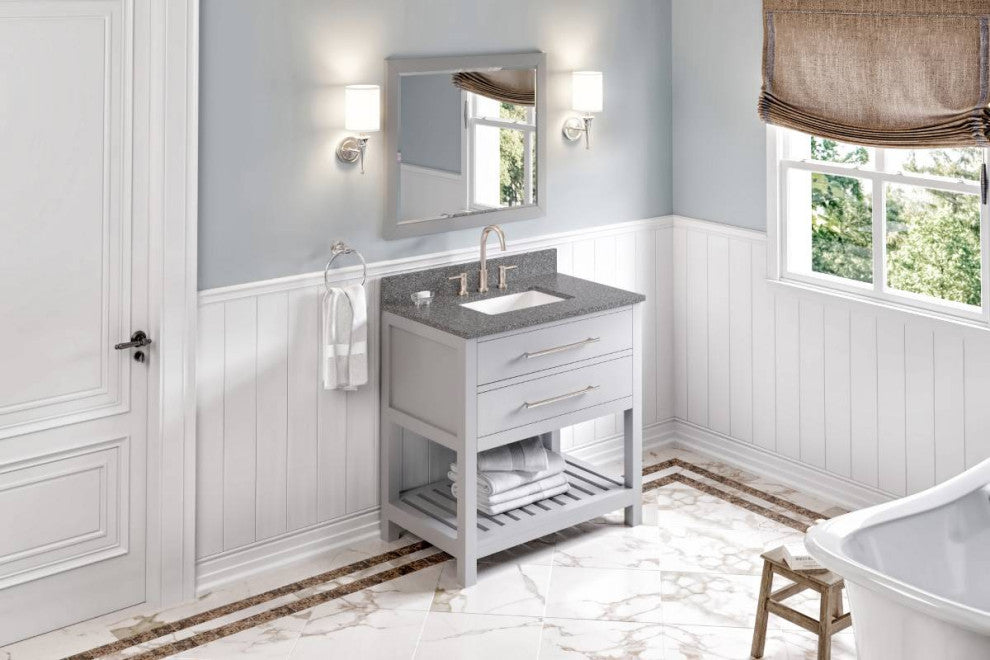 Wavecrest Contemporary Grey 36" Vanity, Boulder Cultured Marble Top