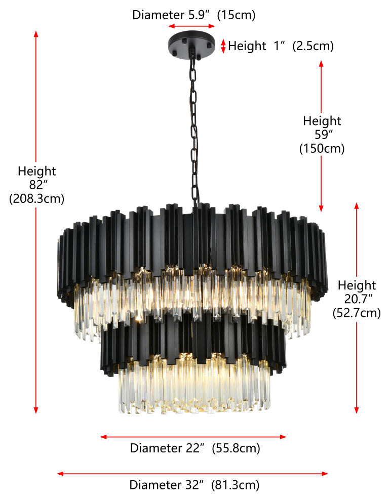Home Living 32" Chandelier, Black