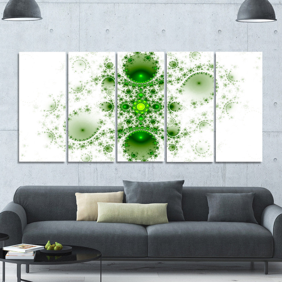 Cabalistic Nature Green Fractal Art, Abstract Wall Art Canvas, 60"x28", 5 Panels