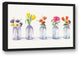 Painted Flowers in Glass Jars Print 16x24 Black Floating Framed Canvas