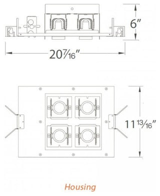 LED Precision 2X2-Light Non-IC Housing, 2700K Flood, Universal Input and 0-10V