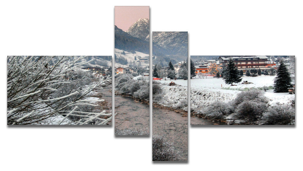 Dolomites Winter Italy, Landscape Photography Canvas Print, 60"x32", 4 panels
