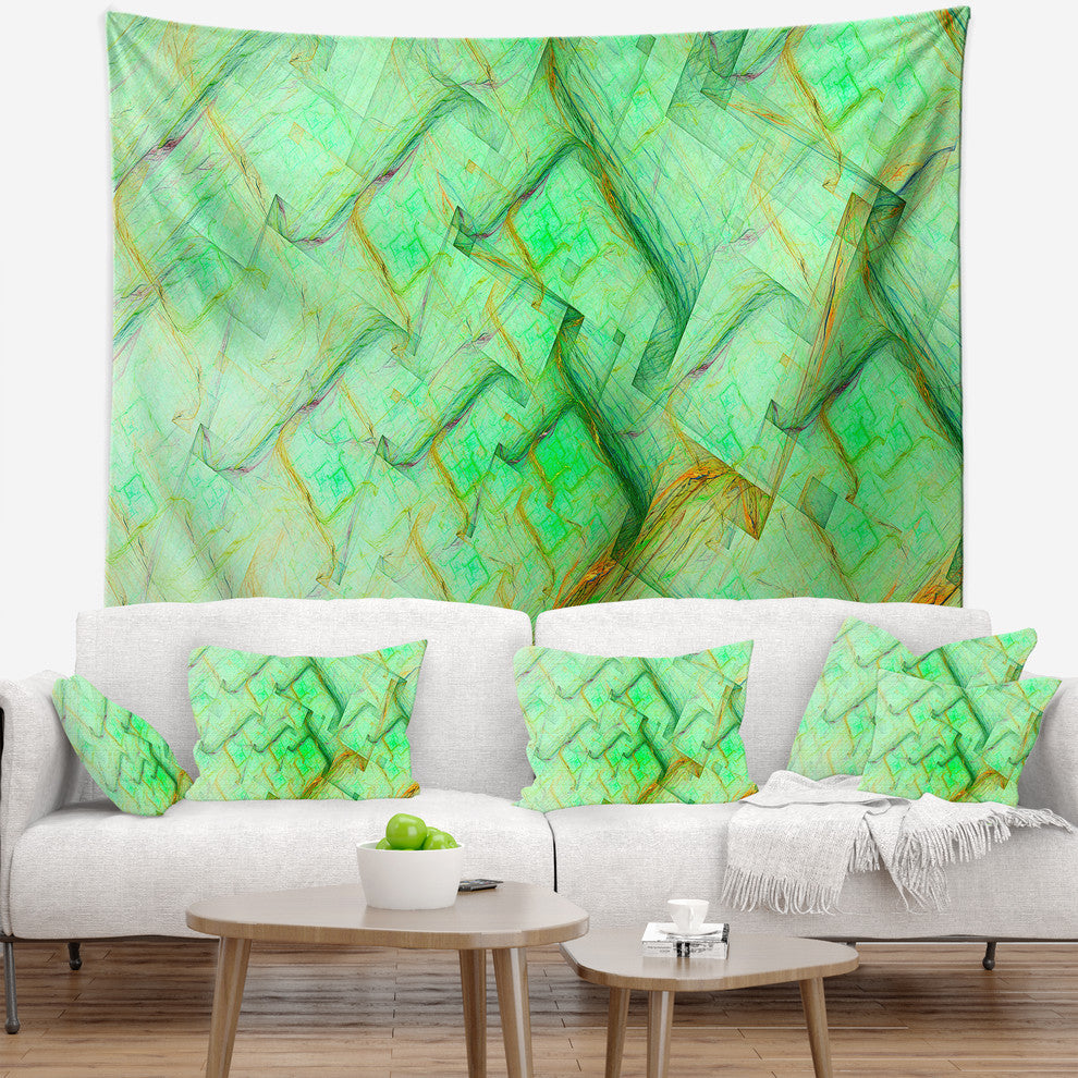 Light Green Electric Lightning Abstract Wall Tapestry, 80"x68"