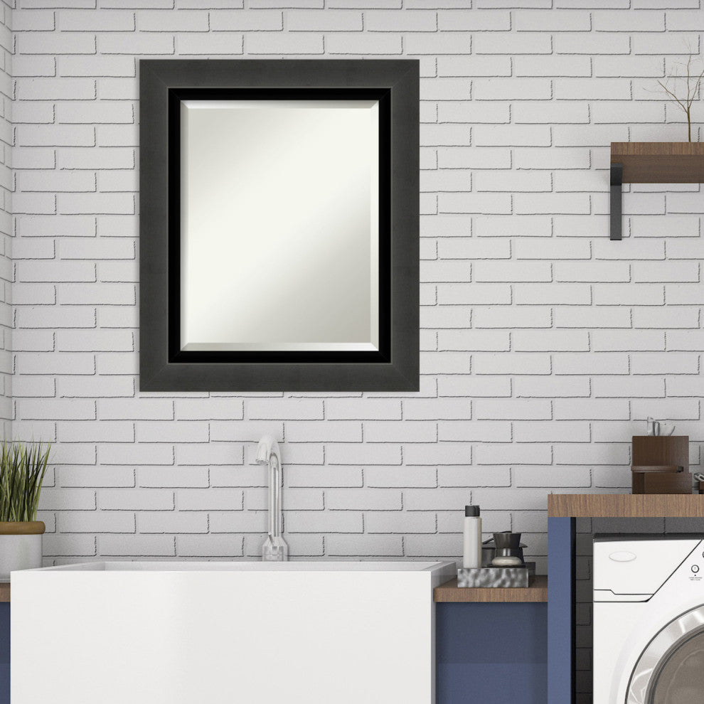 Tuxedo Black Beveled Bathroom Wall Mirror - 21 x 25 in.