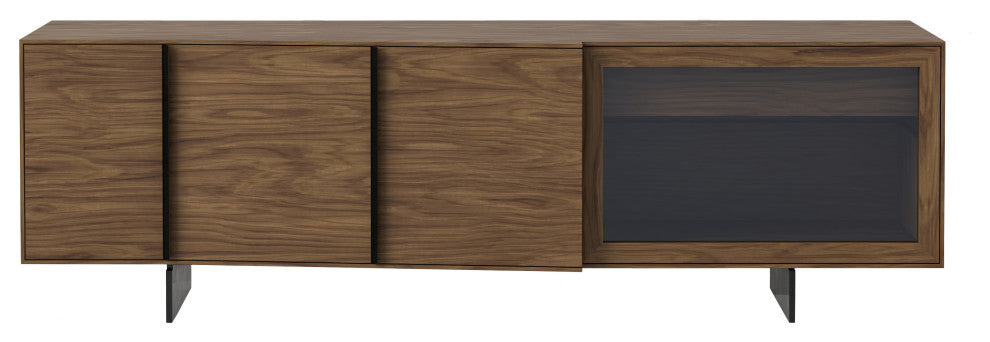 Modrest Glencoe Walnut and Gray Glass Buffet