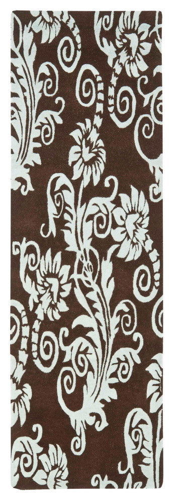 Safavieh Soho Soh765B Damask Rug, Brown/Blue, 2'6"x8'0" Runner