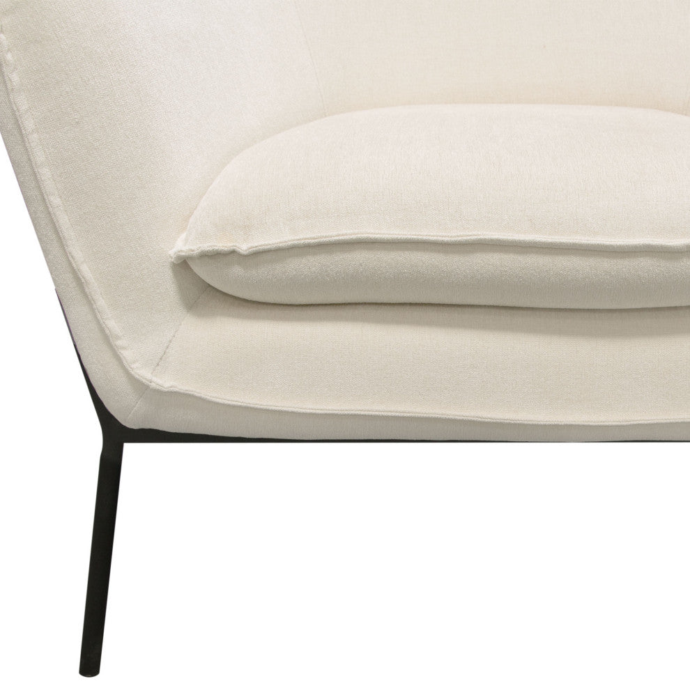 Status Accent Chair in Cream Fabric with Black Powder Coated Metal Leg