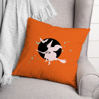 Flying Witch 18x18 Throw Pillow