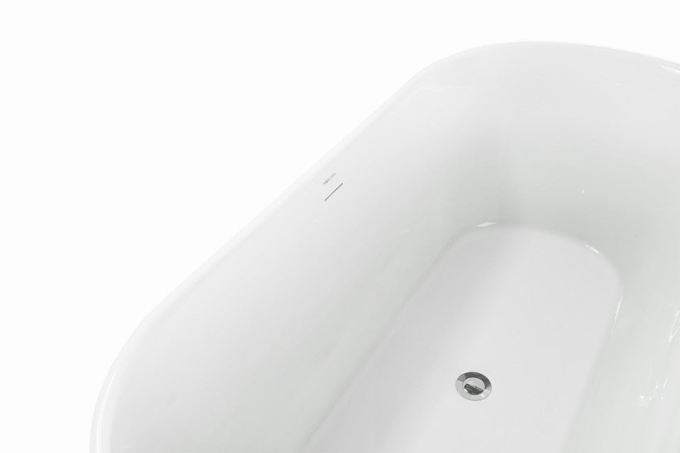 59" Chrome glossy Acrylic Oval Freestanding Non-Whirlpool Soaking Bathtub