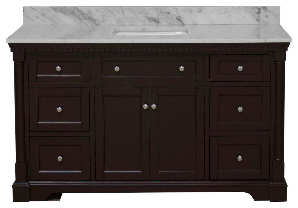 Sydney 60" Bathroom Vanity, Chocolate, Carrara Marble, Single Sink