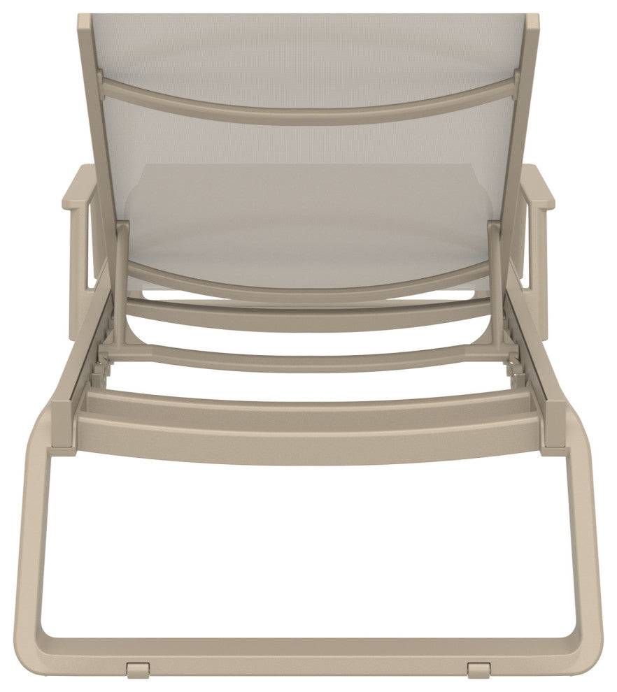 Tropic Arm Sling Chaise Lounge, Set of 2, Taupe Frame Taupe Sling