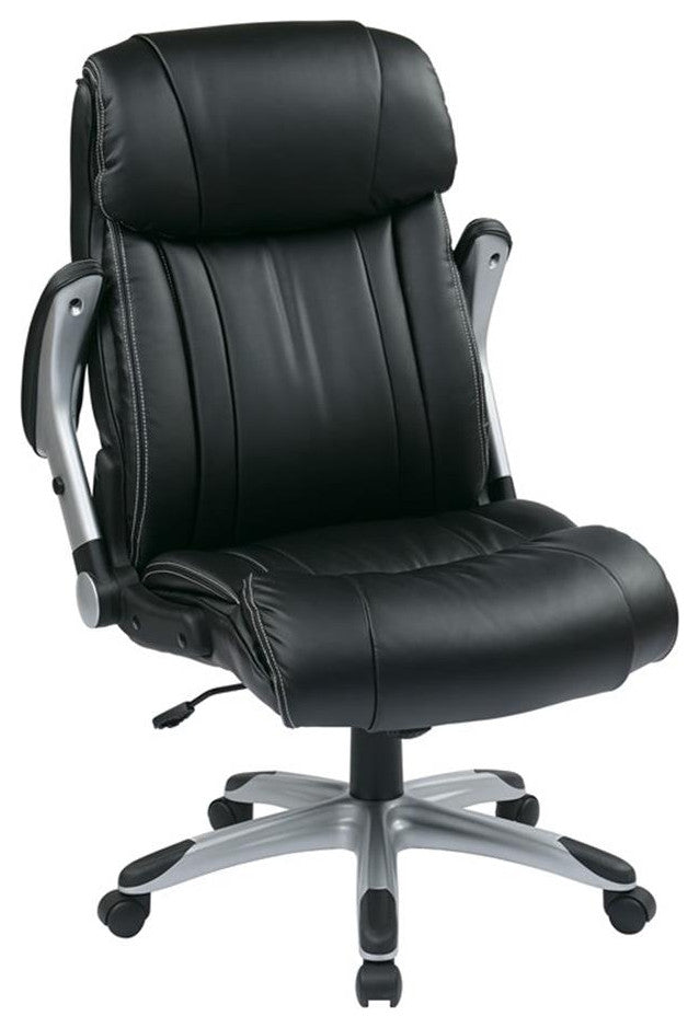 Bonded Leather Office Chair in Silver and Black