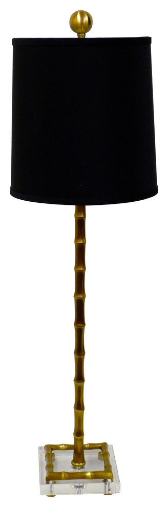 Bamboo and Crystal Lamp, Antique Brass