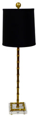 Bamboo and Crystal Lamp, Antique Brass
