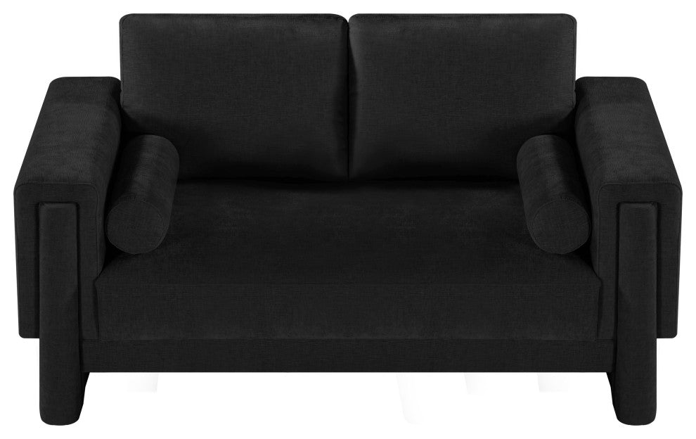 Madeline Chenille Fabric Upholstered Chair, Black, Loveseat